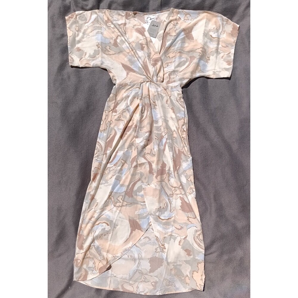Lezat XS Peach Swirl Print Kimono Joey Maxi Dress NWT Women’s Boho Summer